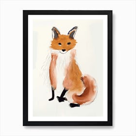 Fox Watercolour Childrens Drawing 4watercolour Art Print