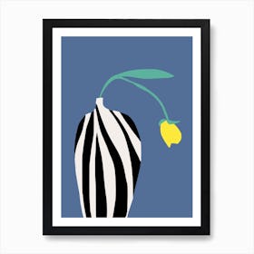 Tulip In Zebra Striped Vase Art Print