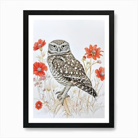 Burrowing Owl Marker Drawing 4 Art Print