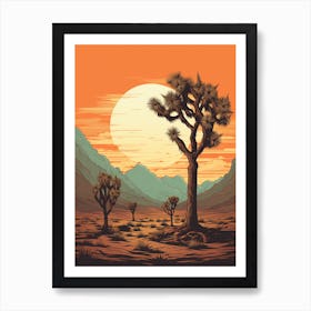  Retro Illustration Of A Joshua Trees At Dawn In Desert 1 Art Print