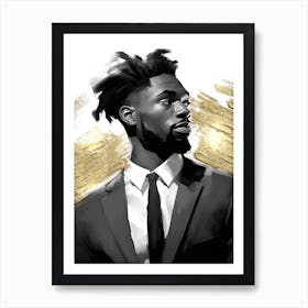 Black Man with Gold Abstract 11 Art Print