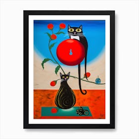 Amaryllis With A Cat 3 Surreal Joan Miro Style  Art Print