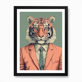 Tiger Illustrations Wearing A Smart Shirt 3 Art Print