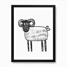 B&W Ram Art Print