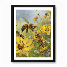 Halictidae Bee Realism Illustration 15 Art Print