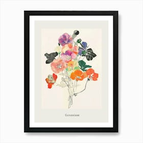 Geranium 2 Collage Flower Bouquet Poster Art Print
