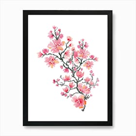 Watercolor Cherry Blossoms 3 Art Print