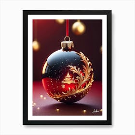 Splendid gold and red Christmas ball Art Print