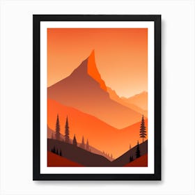 Misty Mountains Vertical Composition In Orange Tone 202 Art Print