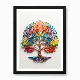 Default Stylized 3d Tree Of Life In Bright Rainbow Colors On A 1 (3) Art Print