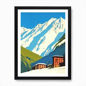 Courmayeur, Italy Midcentury Vintage Skiing Poster Art Print