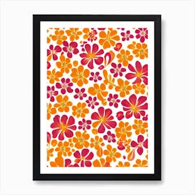 Crocus Floral Print Retro Pattern 2 Flower Art Print