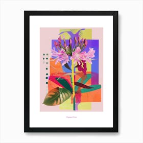 Agapanthus 1 Neon Flower Collage Poster Art Print