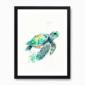 Conservation Sea Turtle, Sea Turtle Minimalist Watercolour 1 Art Print