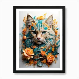 Floral Cat 1 Póster