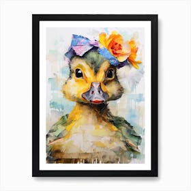 Mixed Media Floral Duckling Collage 1 Art Print