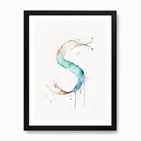 S, Letter, Alphabet Minimalist Watercolour 2 Art Print