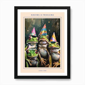 Frogs In Party Hats Painting Style 1 Poster Art Print