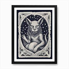 Gargoyle Tarot Card B&W 3 Art Print