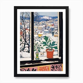 The Windowsill Of Bergen   Norway Snow Inspired By Matisse 4 Art Print