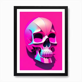 Skull With Abstract Elements 1 Pink Pop Art Art Print