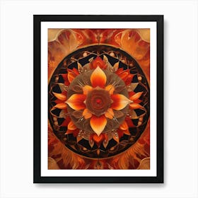 Distinctive boho art.Golden Harvest Mandala.3 Art Print