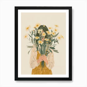 Spring Girl With Yellow Flowers 4 Art Print