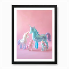 Toy Unicorn Family Pastel 2 Art Print