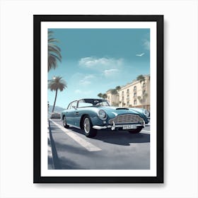 A Aston Martin Db5 In French Riviera Car Illustration 1 Art Print