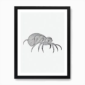 Hermit Crab Black & White Drawing Art Print