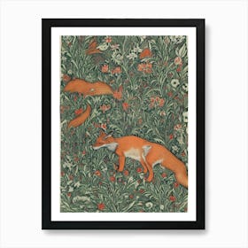 Foxes In The Meadow Art Print