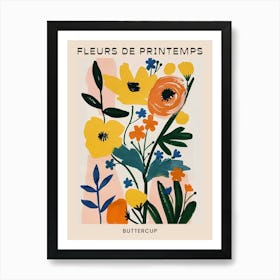 Spring Floral French Poster  Buttercup 2 Art Print