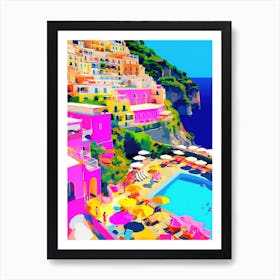 Amalfi Coast, Italy Colourful View 5 Art Print