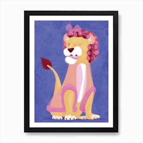 Cool Lion at The Hairdressers with Rollers in Their Hair Art Print