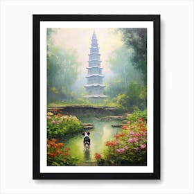 A Painting Of A Dog In Shanghai Botanical Garden, China In The Style Of Impressionism 03 Art Print