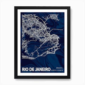 Rio De Janeiro Crocus Marble Map Art Print