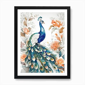 Peacock watercolor Art Print