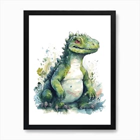 Trachodon Cute Dinosaur Watercolour 3 Art Print