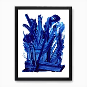 Blue Brushstrokes. Modern painting Art Print