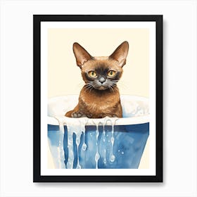 Burmese Cat In Bathtub Bathroom 5 Art Print