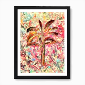 Impressionist Banana Tree Botanical Painting in Blush Pink and Gold Art Print