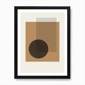 Geometric Composition, Circle And A Square, Beige, Black and Brown Color, Trending Decor, Graphic Object, Modernism Style Art Print