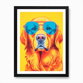 Golden Retriever With Sunglasses 1 Art Print