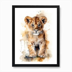 Lion Cub Watercolor Art Print