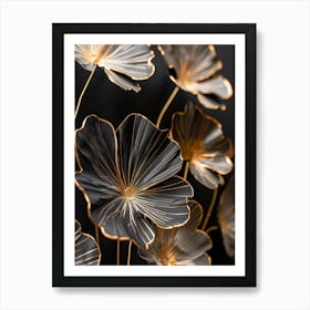 Black And Gold Flowers 1 Art Print