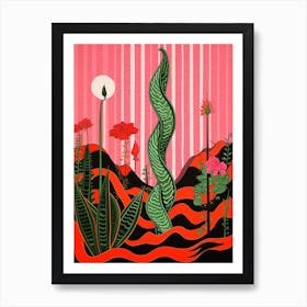 Pink And Red Plant Illustration Snake Plant 3 Art Print