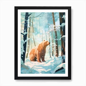 Winter Brown Bear 4 Illustration Art Print