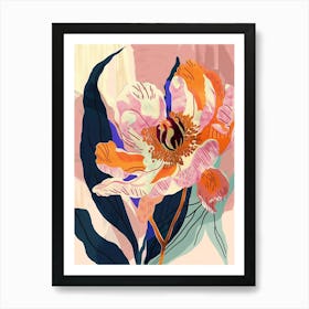 Colourful Flower Illustration Peony 1 Art Print