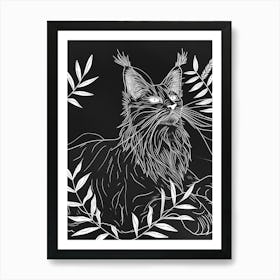 Maine Coon Cat Minimalist Illustration 2 Art Print