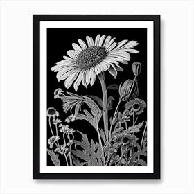 Helenium Wildflower Linocut 2 Art Print